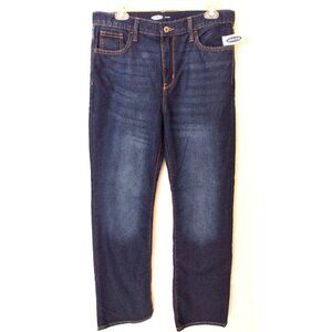 Old Navy Straight Leg Jeans Youth Boys Size 16 Blue Mid Rise Denim Dark Wash NEW